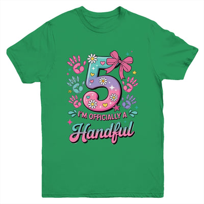 I'm Officially A Handful Five Pink Bow 5th Birthday Girls Youth Shirt | siriusteestore