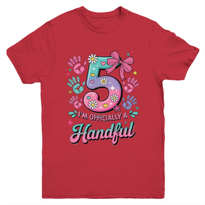 I'm Officially A Handful Five Pink Bow 5th Birthday Girls Youth Shirt | siriusteestore