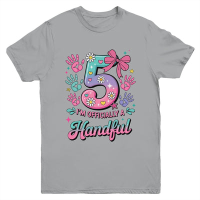 I'm Officially A Handful Five Pink Bow 5th Birthday Girls Youth Shirt | siriusteestore