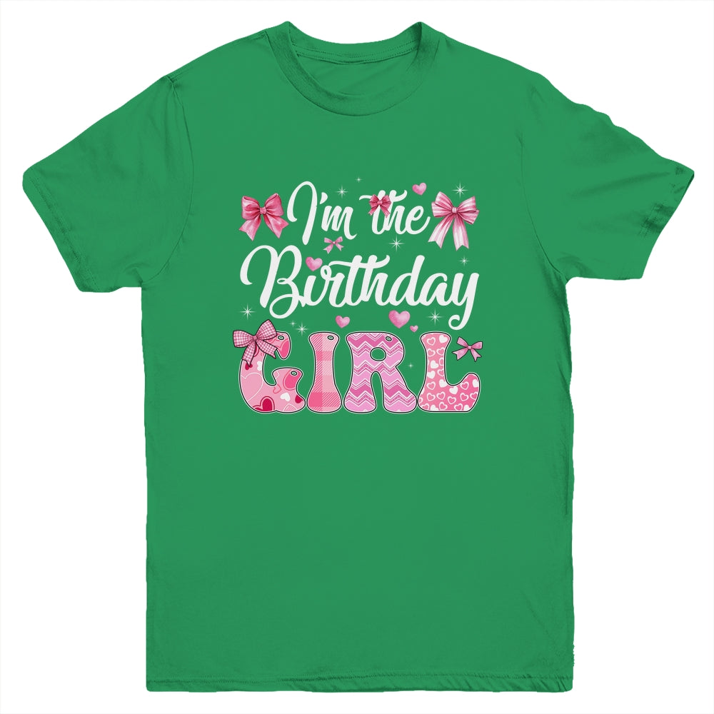 I'm The Birthday Girl 1st Birthday Family Pink Coquette Bow Youth Shirt | siriusteestore