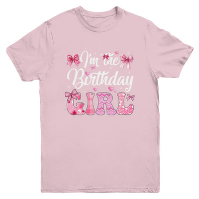 I'm The Birthday Girl 1st Birthday Family Pink Coquette Bow Youth Shirt | siriusteestore