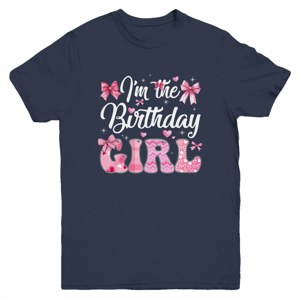 I'm The Birthday Girl 1st Birthday Family Pink Coquette Bow Youth Shirt | siriusteestore