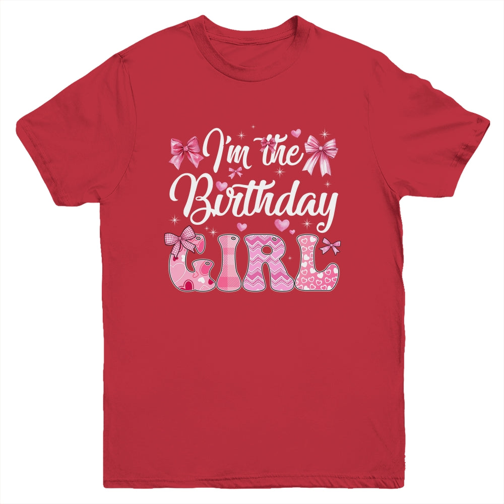 I'm The Birthday Girl 1st Birthday Family Pink Coquette Bow Youth Shirt | siriusteestore