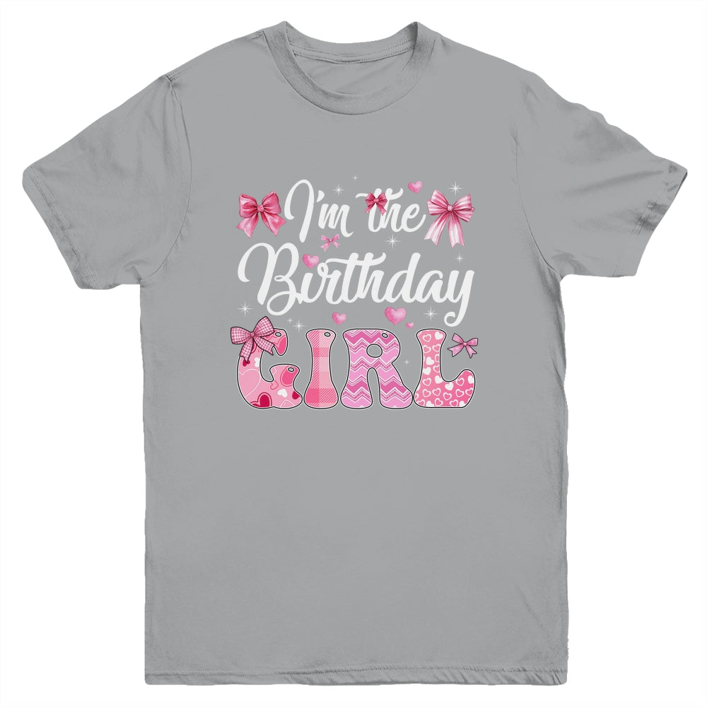 I'm The Birthday Girl 1st Birthday Family Pink Coquette Bow Youth Shirt | siriusteestore