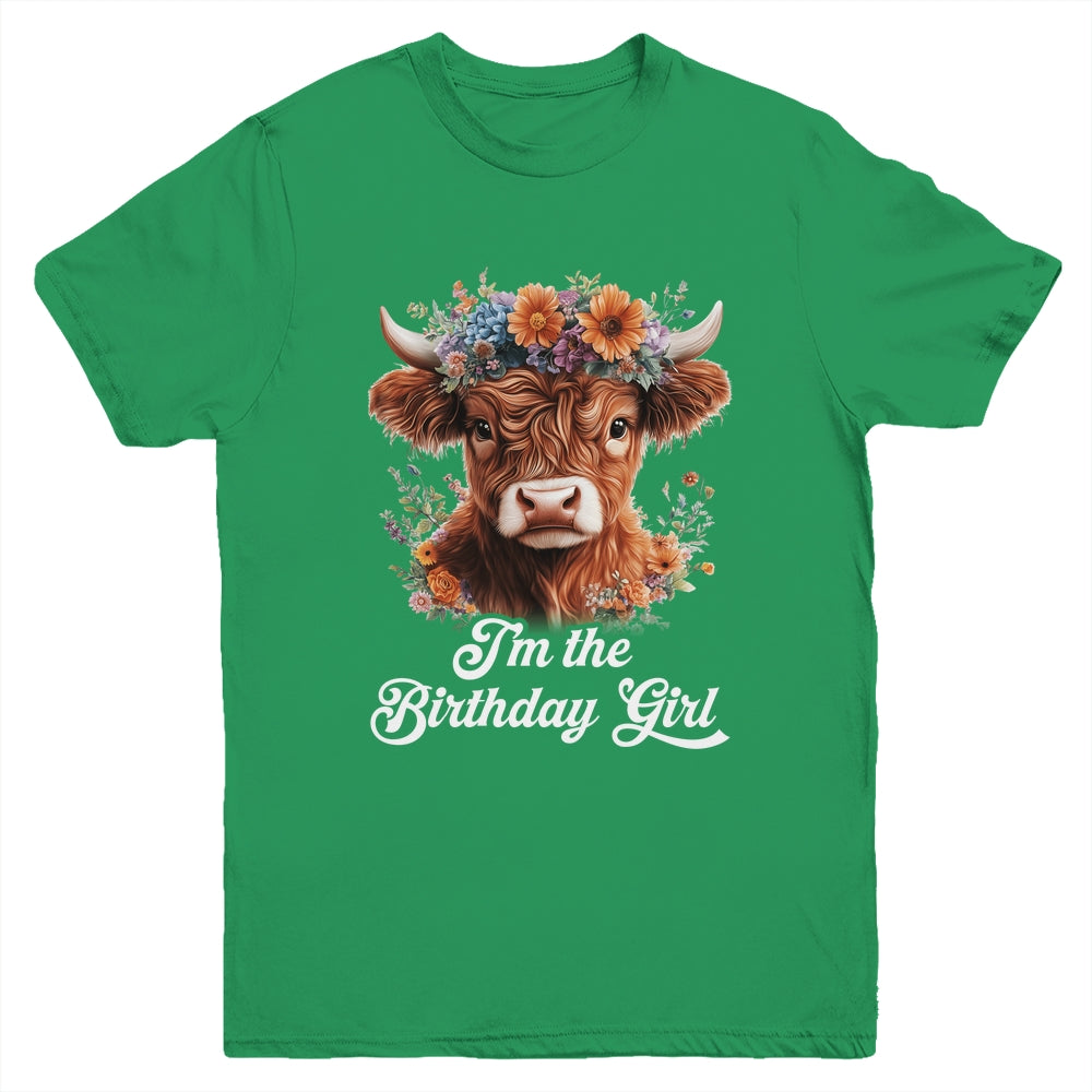 I'm The Birthday Girl Highland Cow 1st Birthday Party Youth Shirt | siriusteestore