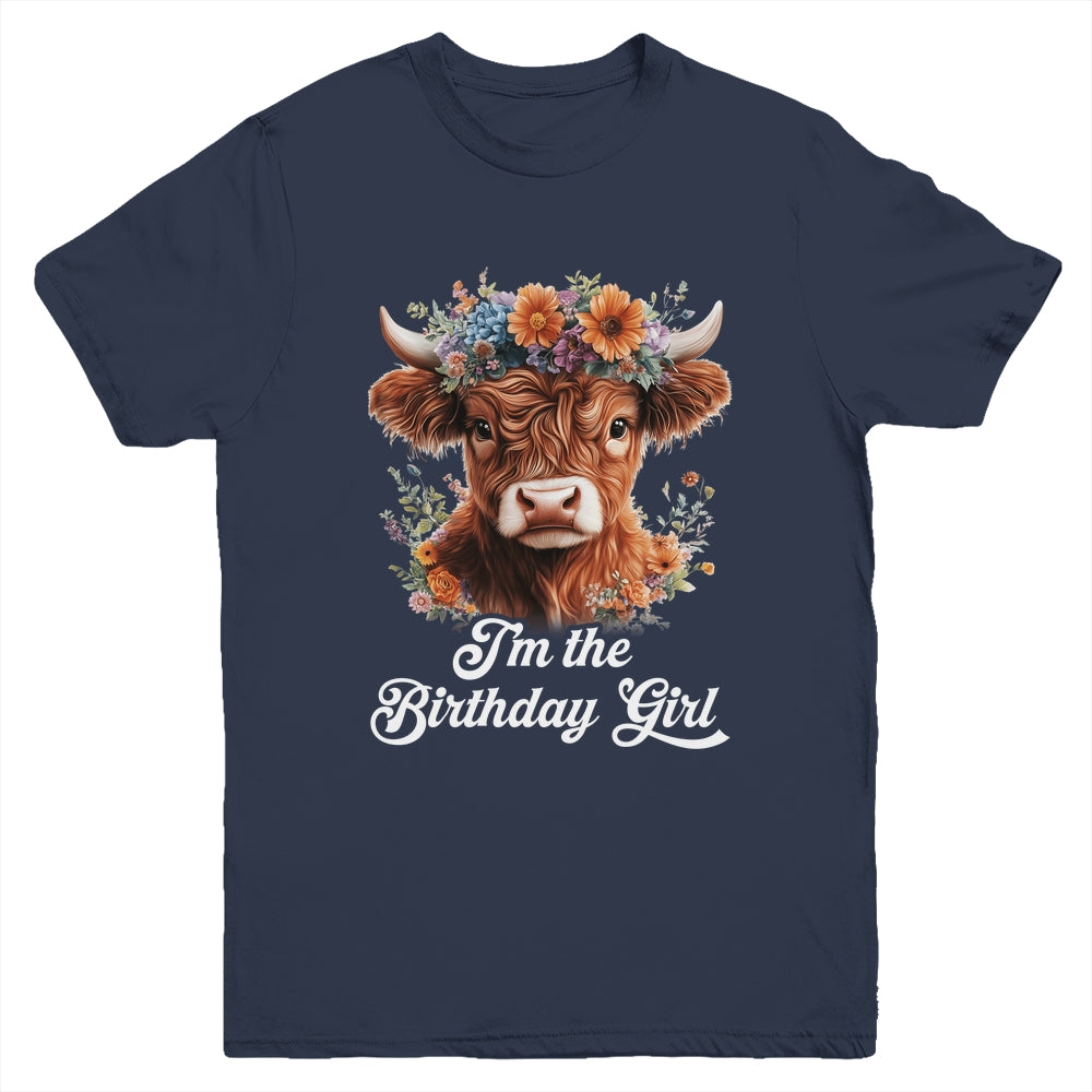 I'm The Birthday Girl Highland Cow 1st Birthday Party Youth Shirt | siriusteestore