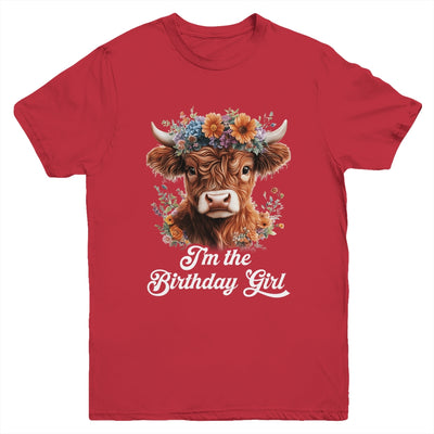 I'm The Birthday Girl Highland Cow 1st Birthday Party Youth Shirt | siriusteestore