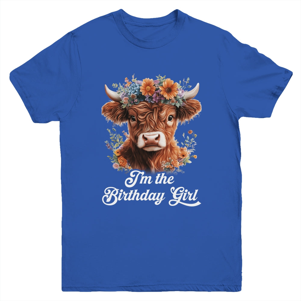 I'm The Birthday Girl Highland Cow 1st Birthday Party Youth Shirt | siriusteestore