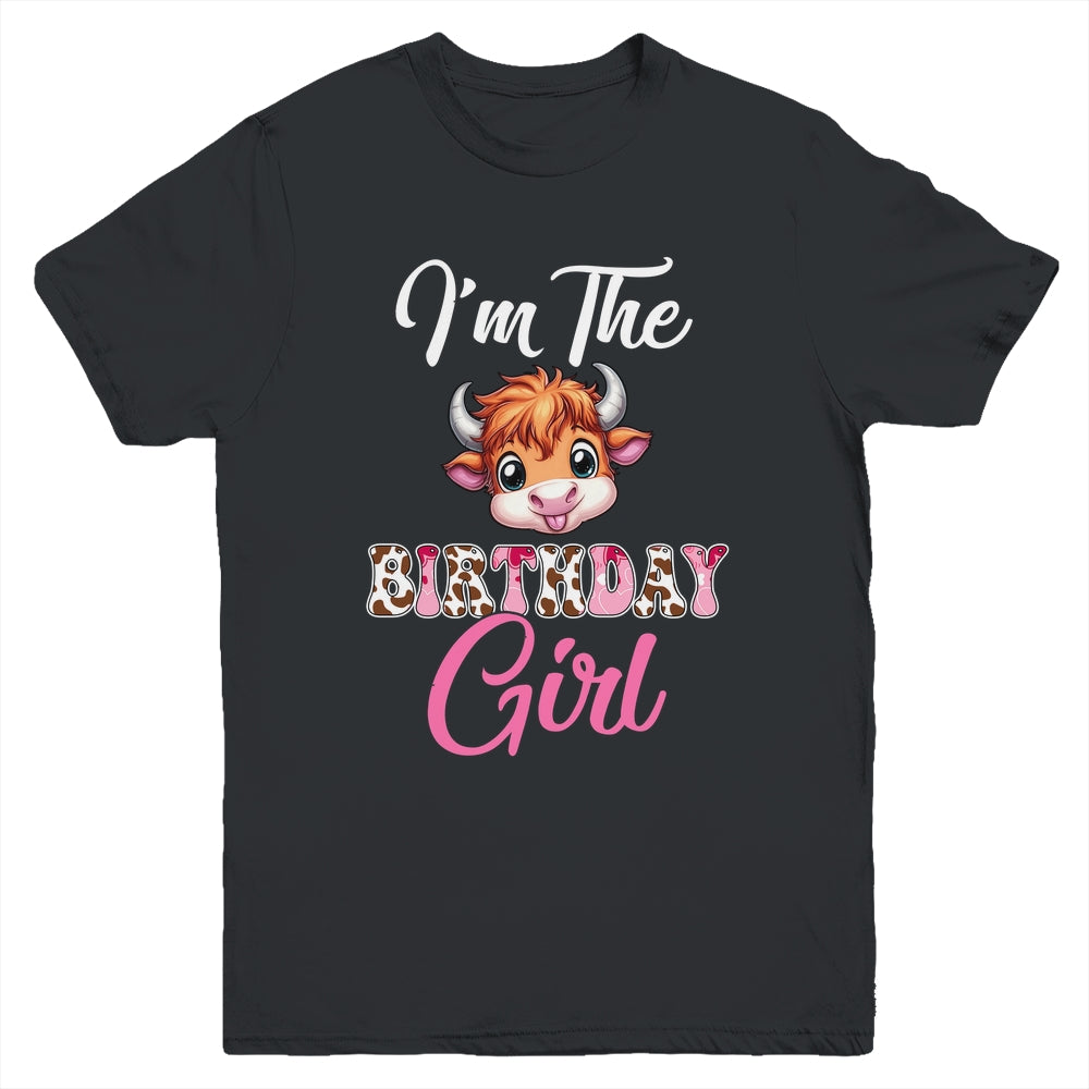 I'm The Birthday Girl Highland Cow Farm 1st Birthday Youth Shirt | siriusteestore