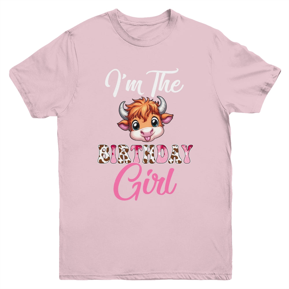 I'm The Birthday Girl Highland Cow Farm 1st Birthday Youth Shirt | siriusteestore