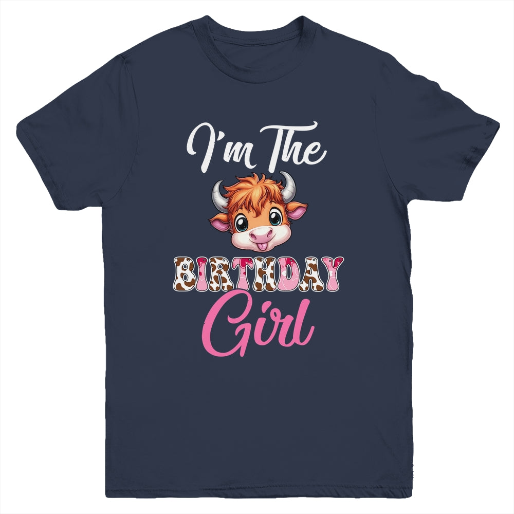 I'm The Birthday Girl Highland Cow Farm 1st Birthday Youth Shirt | siriusteestore