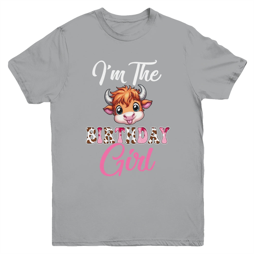 I'm The Birthday Girl Highland Cow Farm 1st Birthday Youth Shirt | siriusteestore