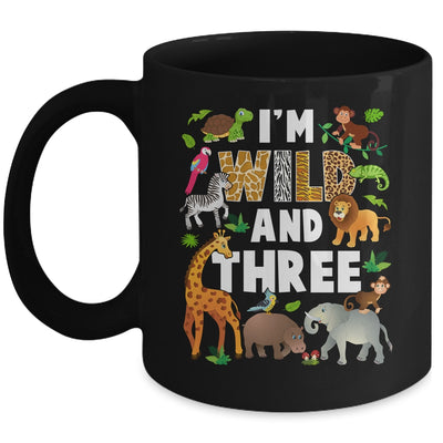 I'm Wild And Three 3 Year Old 3rd Birthday Safari Jungle Animal Mug | siriusteestore