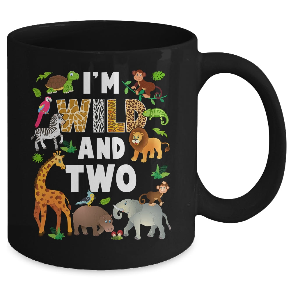 I'm Wild And Two 2 Year Old 2nd Birthday Safari Jungle Animal Mug | siriusteestore