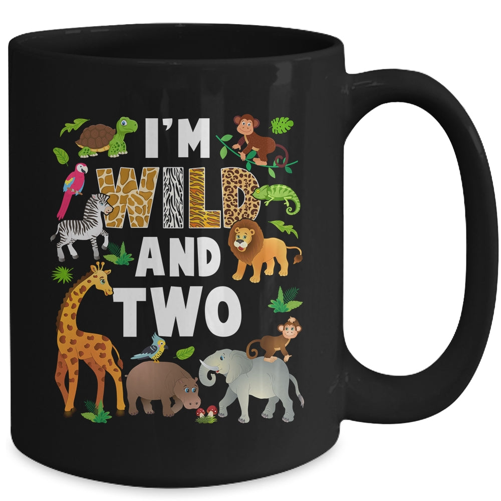 I'm Wild And Two 2 Year Old 2nd Birthday Safari Jungle Animal Mug | siriusteestore