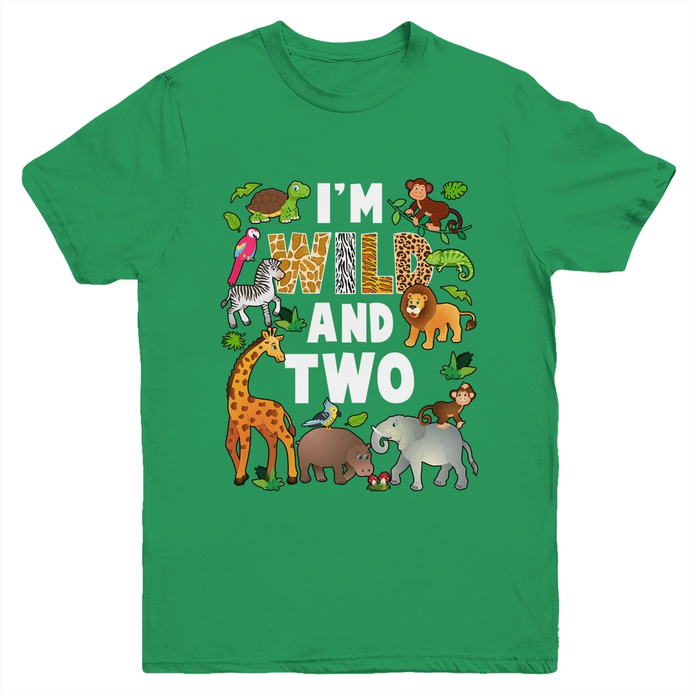 I'm Wild And Two 2 Year Old 2nd Birthday Safari Jungle Animal Youth Shirt | siriusteestore