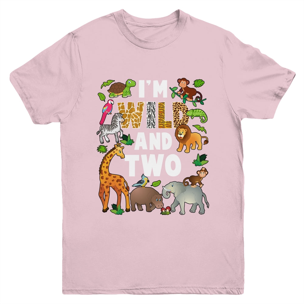I'm Wild And Two 2 Year Old 2nd Birthday Safari Jungle Animal Youth Shirt | siriusteestore