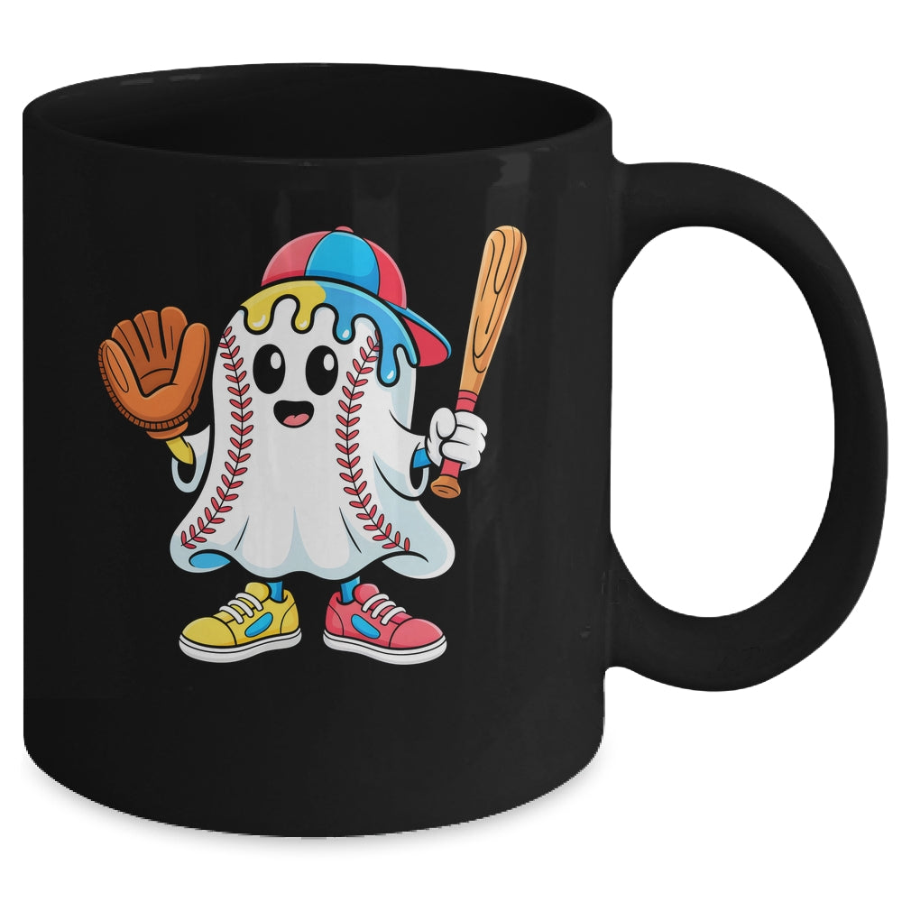 Ice Cream Drip Ghost Baseball Spots Baseball Drip Halloween Mug | siriusteestore