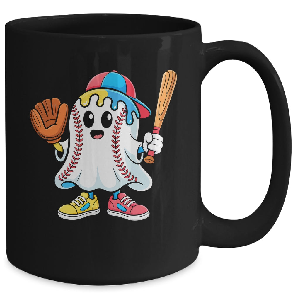 Ice Cream Drip Ghost Baseball Spots Baseball Drip Halloween Mug | siriusteestore