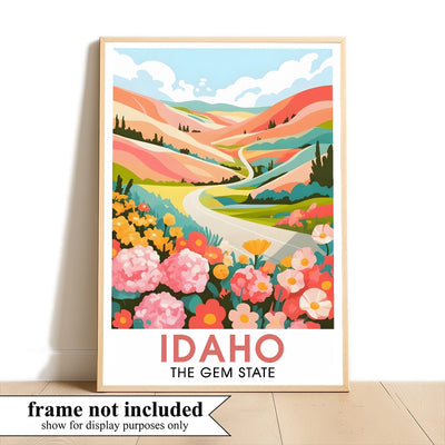 Idaho Print Travel Poster Nature Gem State Souvenir Wall Art Landscape Painting Picture Mountains For Home Room Living Room Office Bedroom Aesthetic Decor Unframed | siriusteestore