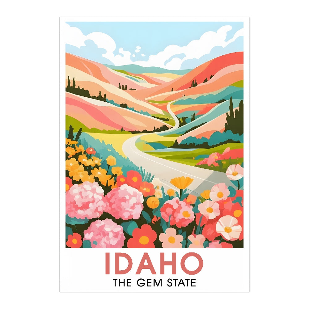 Idaho Print Travel Poster Nature Gem State Souvenir Wall Art Landscape Painting Picture Mountains For Home Room Living Room Office Bedroom Aesthetic Decor Unframed | siriusteestore