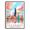 Illinois Art Print Travel Poster Land Of Lincoln Chicago City Skyline Travel Souvenir Wall Landscape Painting Ideal For Home Living Room Office Bedroom Decor Unframed | siriusteestore