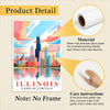 Illinois Art Print Travel Poster Land Of Lincoln Chicago City Skyline Travel Souvenir Wall Landscape Painting Ideal For Home Living Room Office Bedroom Decor Unframed | siriusteestore