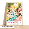 Illinois Print Travel Poster Scenic Waterfal Nature Souvenir Wall Art Landscape Painting Picture Ideal Gift For Home Room Living Room Office Bedroom Decor Unframed | siriusteestore