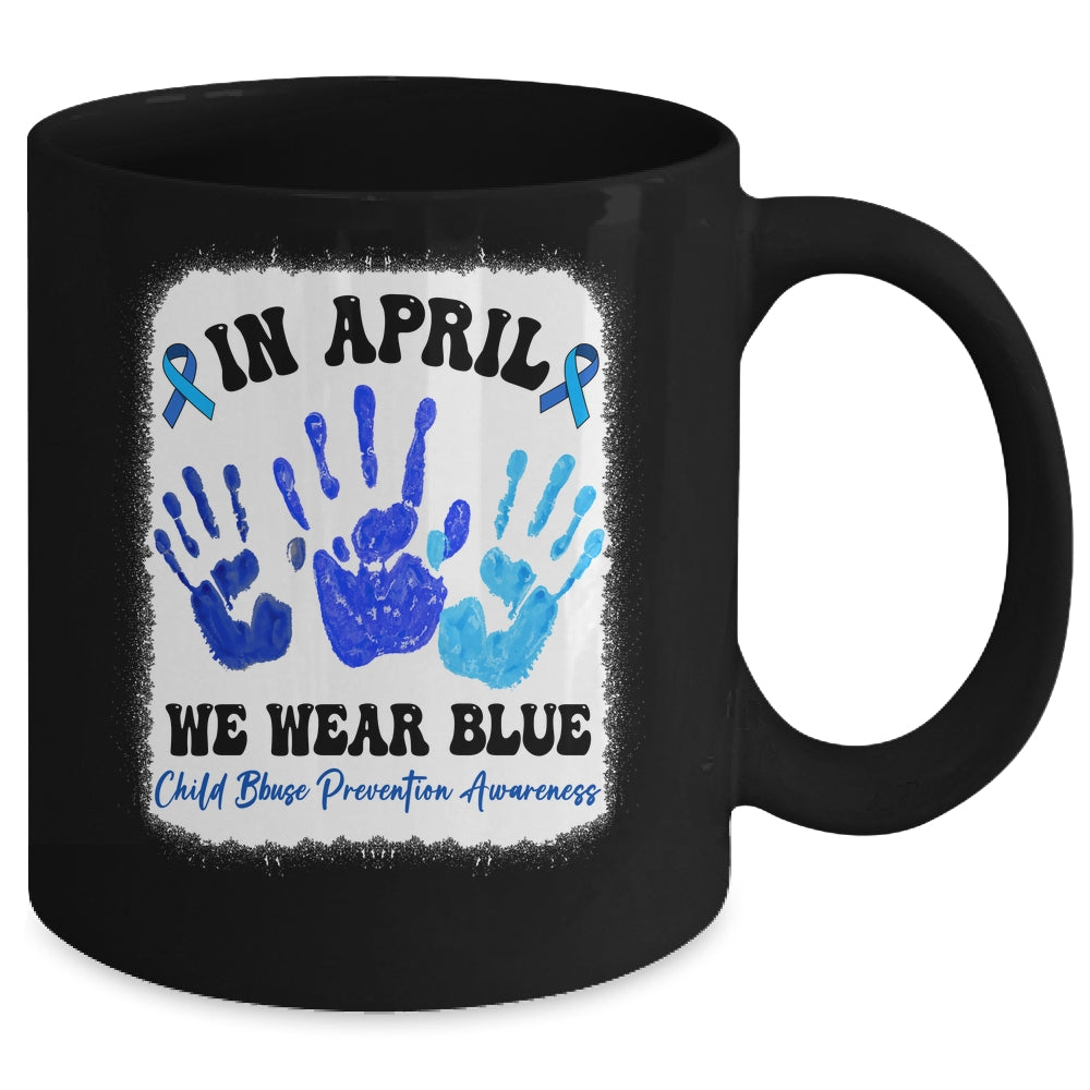 In April Blue Ribbon Child Abuse Prevention Awareness Hands Mug | siriusteestore