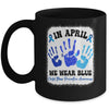 In April Blue Ribbon Child Abuse Prevention Awareness Hands Mug | siriusteestore