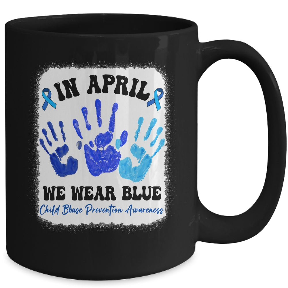 In April Blue Ribbon Child Abuse Prevention Awareness Hands Mug | siriusteestore