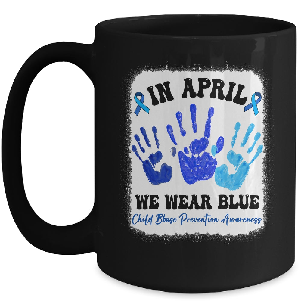 In April Blue Ribbon Child Abuse Prevention Awareness Hands Mug | siriusteestore