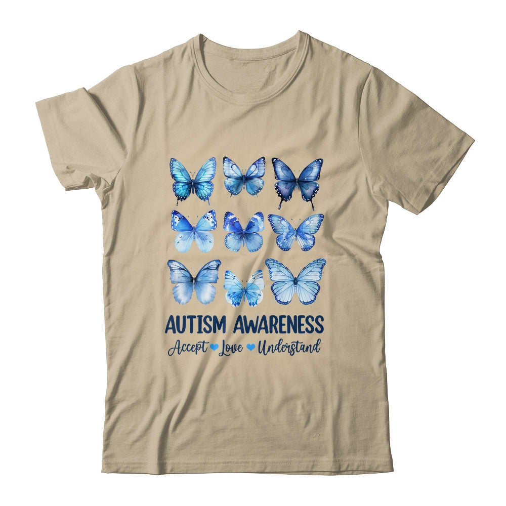 In April We Wear Blue Butterfly Autism Mental Health Women Shirt & Tank Top | siriusteestore