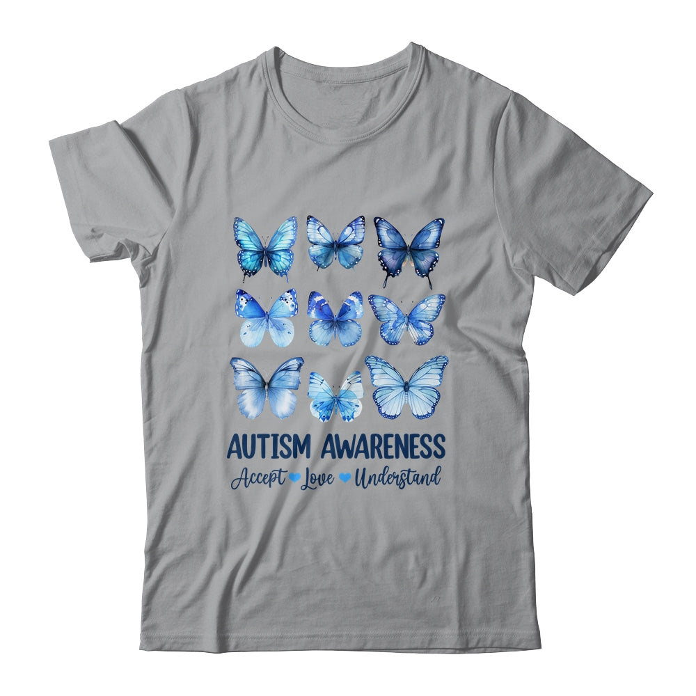 In April We Wear Blue Butterfly Autism Mental Health Women Shirt & Tank Top | siriusteestore