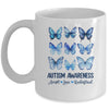 In April We Wear Blue Butterfly Autism Mental Health Women Mug | siriusteestore