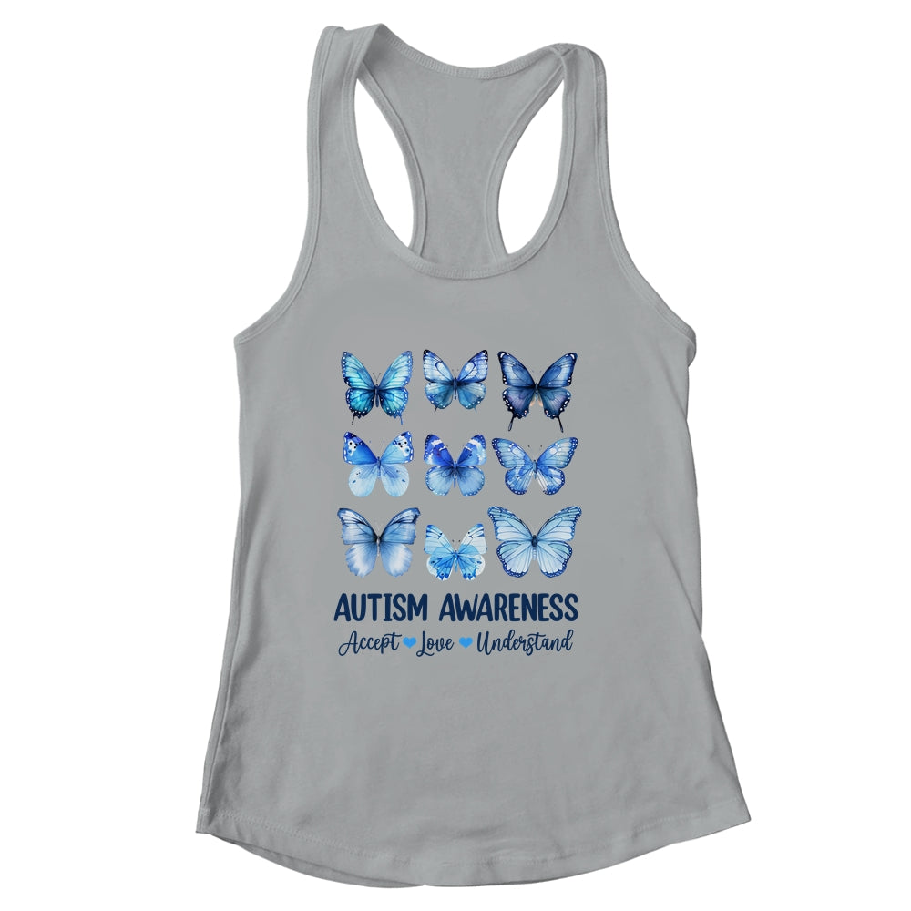 In April We Wear Blue Butterfly Autism Mental Health Women Shirt & Tank Top | siriusteestore