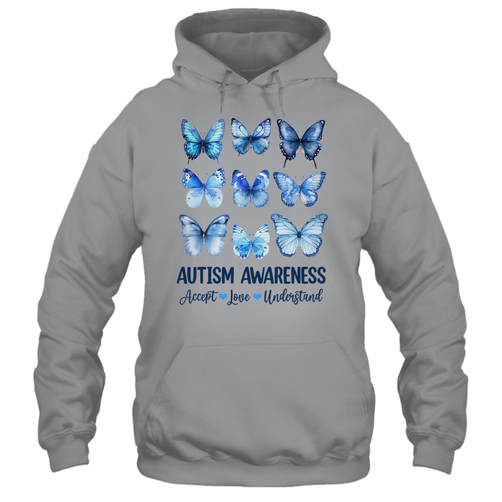 In April We Wear Blue Butterfly Autism Mental Health Women Shirt & Tank Top | siriusteestore