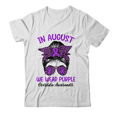 In August We Wear Purple Ribbon Overdose Awareness Messy Bun Shirt & Hoodie | siriusteestore