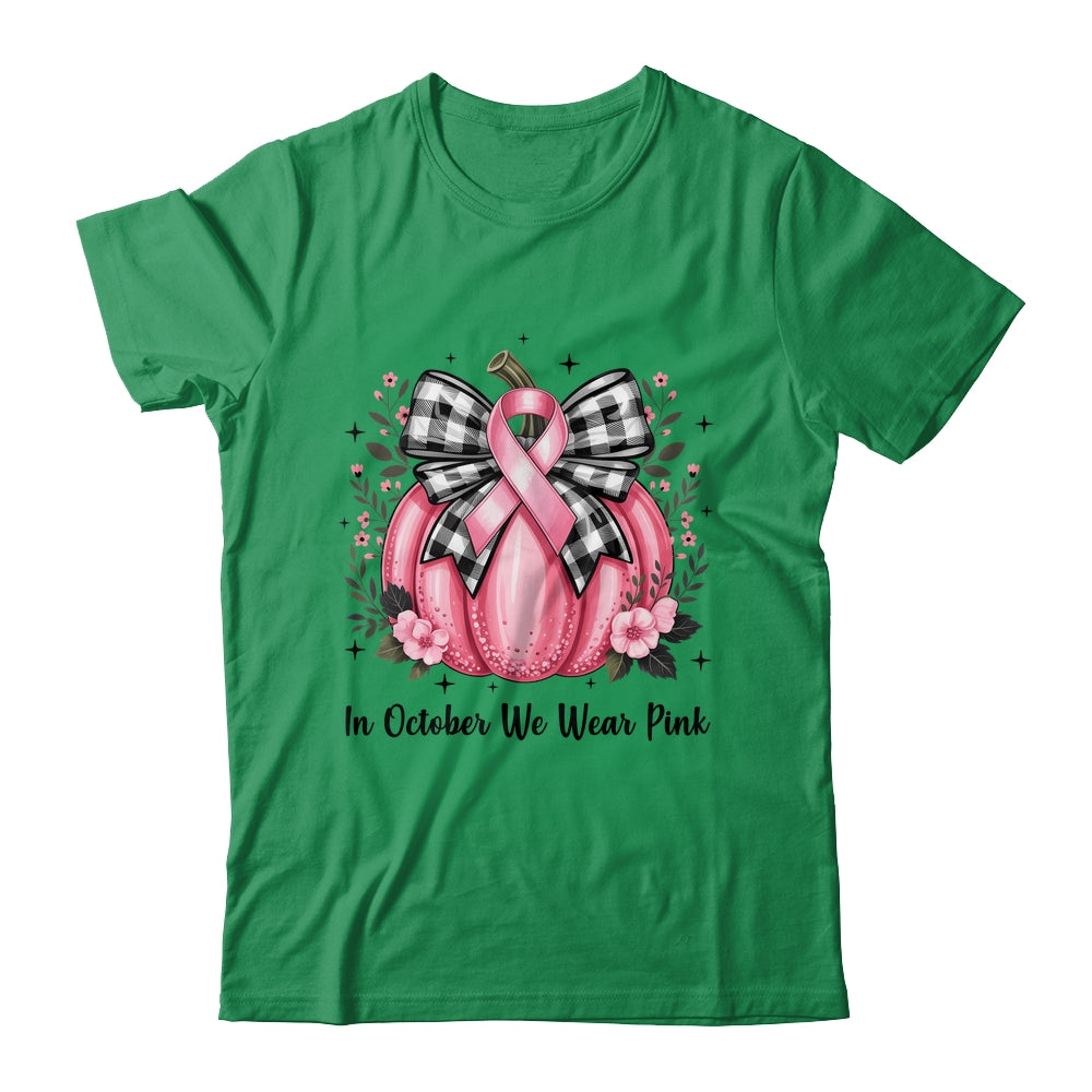 In October We Wear Pink Breast Cancer Pink Pumpkin For Women Shirt & Hoodie | siriusteestore