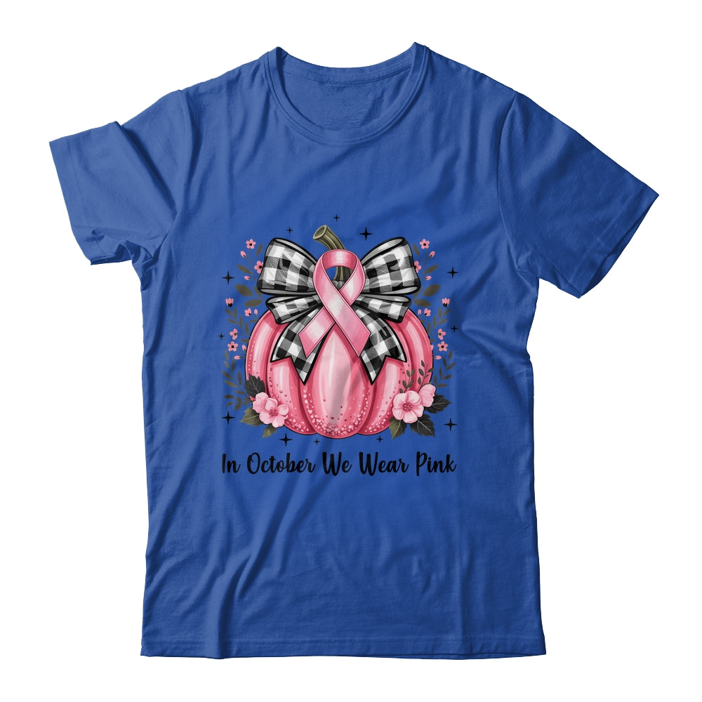 In October We Wear Pink Breast Cancer Pink Pumpkin For Women Shirt & Hoodie | siriusteestore