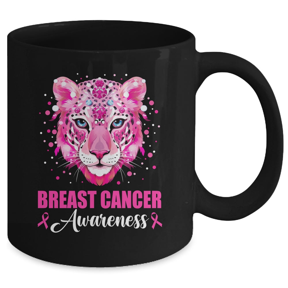 In October We Wear Pink Cute Little Lion Breast Cancer Women Mug | siriusteestore