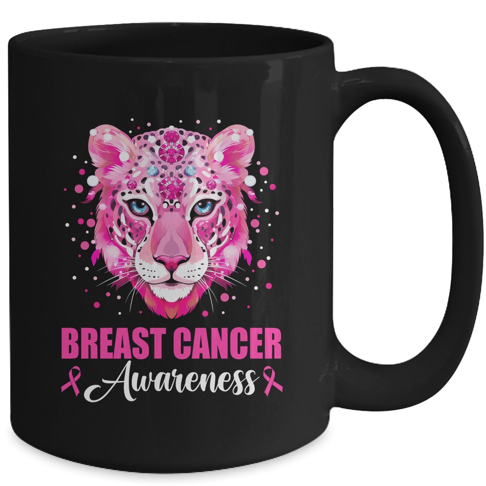 In October We Wear Pink Cute Little Lion Breast Cancer Women Mug | siriusteestore