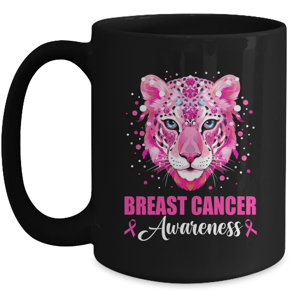 In October We Wear Pink Cute Little Lion Breast Cancer Women Mug | siriusteestore