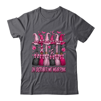 In October We Wear Pink Halloween Broom Witch Breast Cancer Shirt & Hoodie | siriusteestore