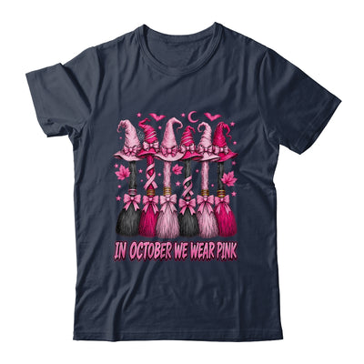 In October We Wear Pink Halloween Broom Witch Breast Cancer Shirt & Hoodie | siriusteestore