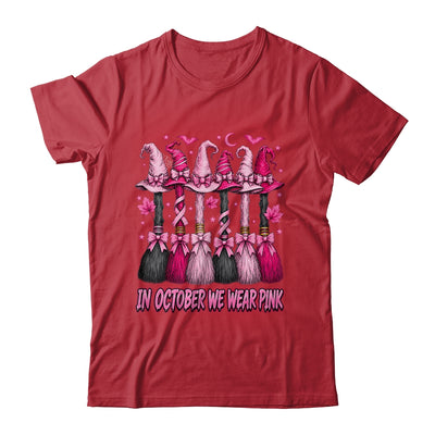In October We Wear Pink Halloween Broom Witch Breast Cancer Shirt & Hoodie | siriusteestore