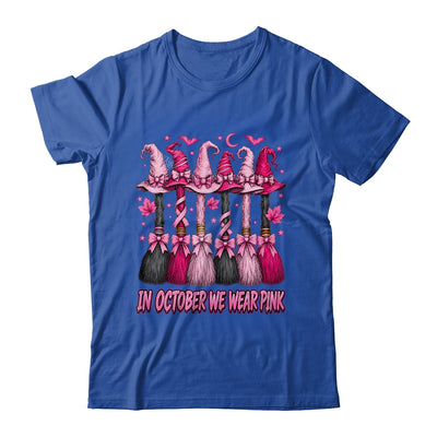 In October We Wear Pink Halloween Broom Witch Breast Cancer Shirt & Hoodie | siriusteestore