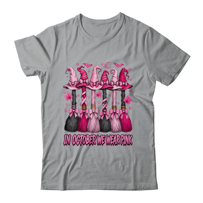 In October We Wear Pink Halloween Broom Witch Breast Cancer Shirt & Hoodie | siriusteestore