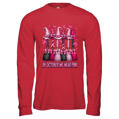 In October We Wear Pink Halloween Broom Witch Breast Cancer Shirt & Hoodie | siriusteestore
