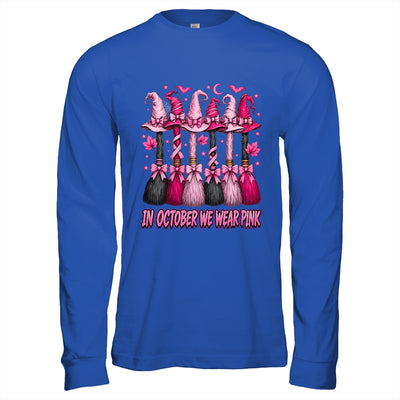 In October We Wear Pink Halloween Broom Witch Breast Cancer Shirt & Hoodie | siriusteestore